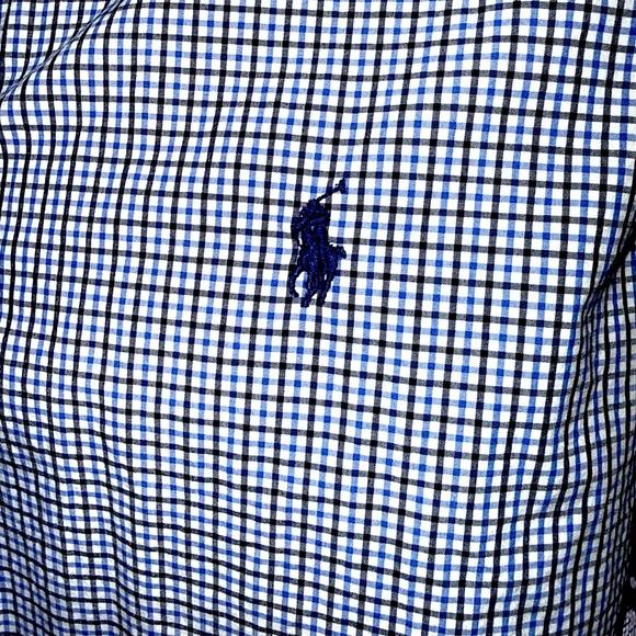 Polo by Ralph Lauren Men’s Blue & Black Plaid Button-Down Dress Shirt - Picture 7 of 16